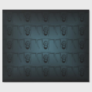 A Christmas Carol Marley's Ghost Door Knocker Teal Wrapping Paper