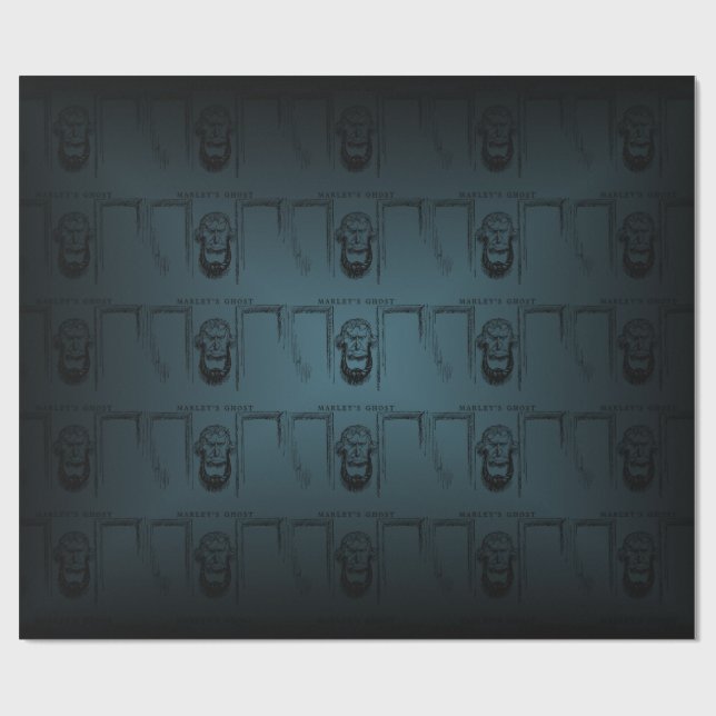 A Christmas Carol Marley's Ghost Door Knocker Teal Wrapping Paper (Flat)