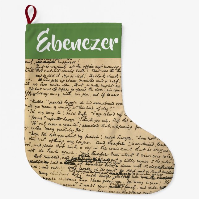 A Christmas Carol Original Manuscript Large Christmas Stocking (Front)