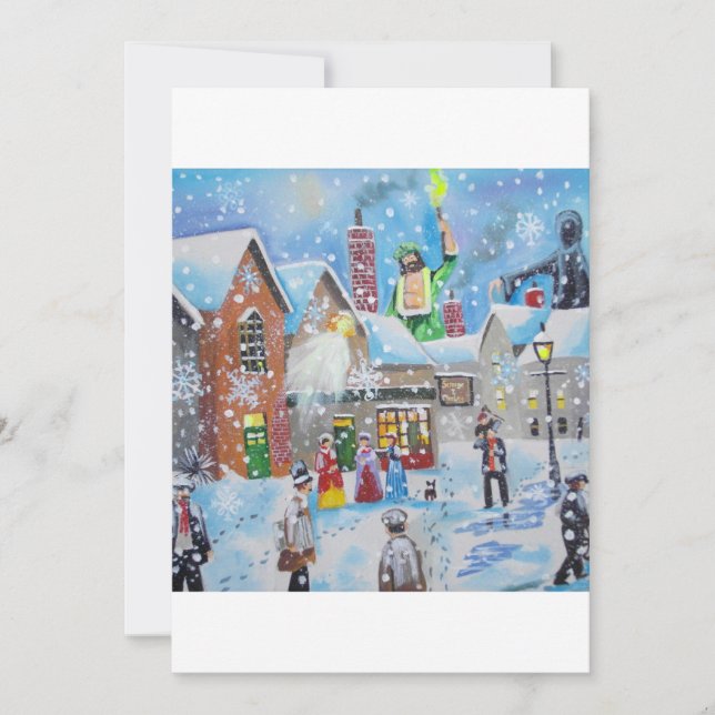 a Christmas Carol Scrooge and the three ghosts Holiday Card (Front)