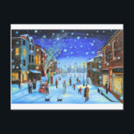 A Christmas Carol Scrooge Winter street scene Holiday Postcard<br><div class="desc">This is my new painting for this Christmas 2016. It is a tradition of mine to paint a Christmas scene each year based on the much loved book by Charles Dickens.</div>