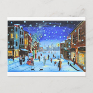 A Christmas Carol Scrooge Winter street scene Holiday Postcard