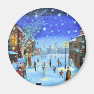 A Christmas Carol Scrooge Winter street scene Magnet