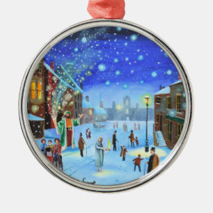 A Christmas Carol Scrooge Winter street scene Metal Tree Decoration