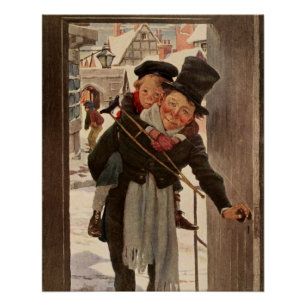 A Christmas Carol: Tim & Mr. Cratchit Card Poster