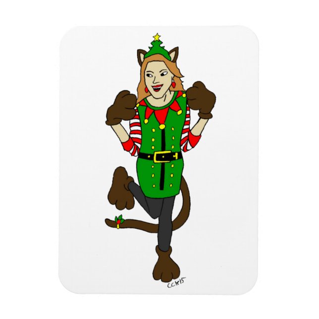 a Christmas catgirl   Magnet (Vertical)