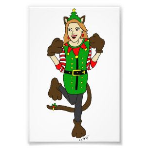 a Christmas catgirl   Photo Print