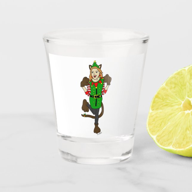 a Christmas catgirl   Shot Glass (Front)