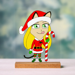 a Christmas chibi catgirl Acrylic Sign
