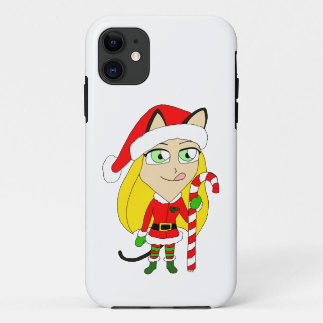 a Christmas chibi catgirl  Case-Mate iPhone Case (Back)