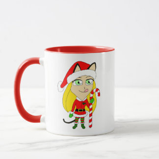 a Christmas chibi catgirl Mug