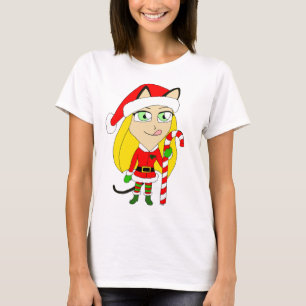 a Christmas chibi catgirl  T-Shirt