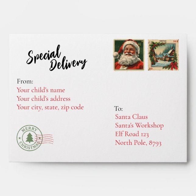 A Christmas Envelope to Santa (Front)