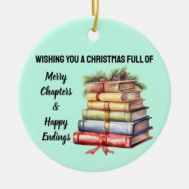 A Christmas full of books Ceramic Tree Decoration (Front)