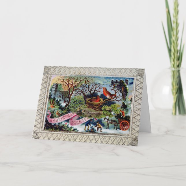 A Christmas Greeting, Victorian postcard (Front)