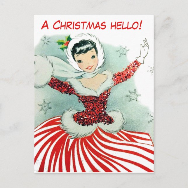 A Christmas hello from dancing ballerina Postcard (Front)