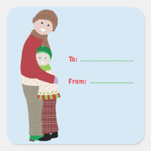 A Christmas Hug Gift Tag Square Sticker