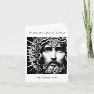 A Christmas Jesus Portrait in Etched Grace Card