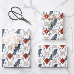 A Christmas Nordic Tile Series Design 1 Wrapping Paper Sheet