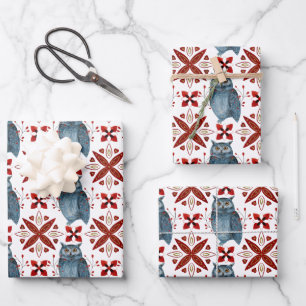A Christmas Nordic Tile Series Design 2   Wrapping Paper Sheet