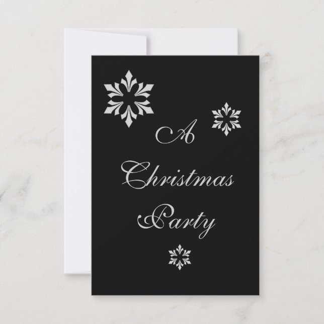 "A Christmas Party" - Winter Grey Snowflakes [a] Invitation (Front)