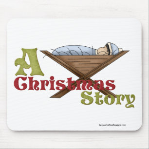 A Christmas Story :: Baby Jesus in a Manger Mouse Mat
