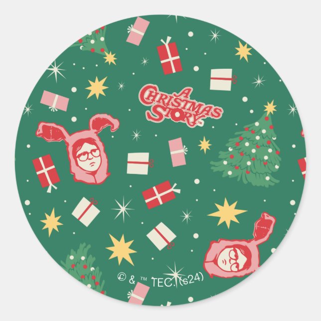 A Christmas Story | Christmas Icon Pattern Classic Round Sticker (Front)