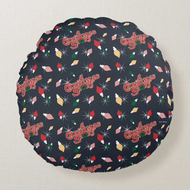 A Christmas Story | Christmas Lights Pattern Round Cushion (Front)