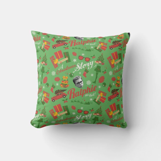 A Christmas Story Green Icon Pattern Cushion (Front)