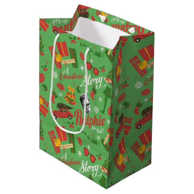 A Christmas Story Green Icon Pattern Medium Gift Bag (Front Angled)