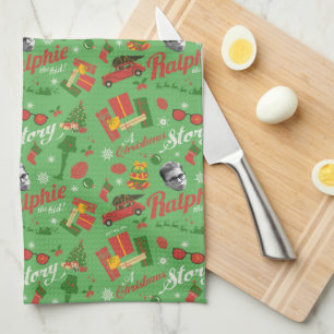 A Christmas Story Green Icon Pattern Tea Towel