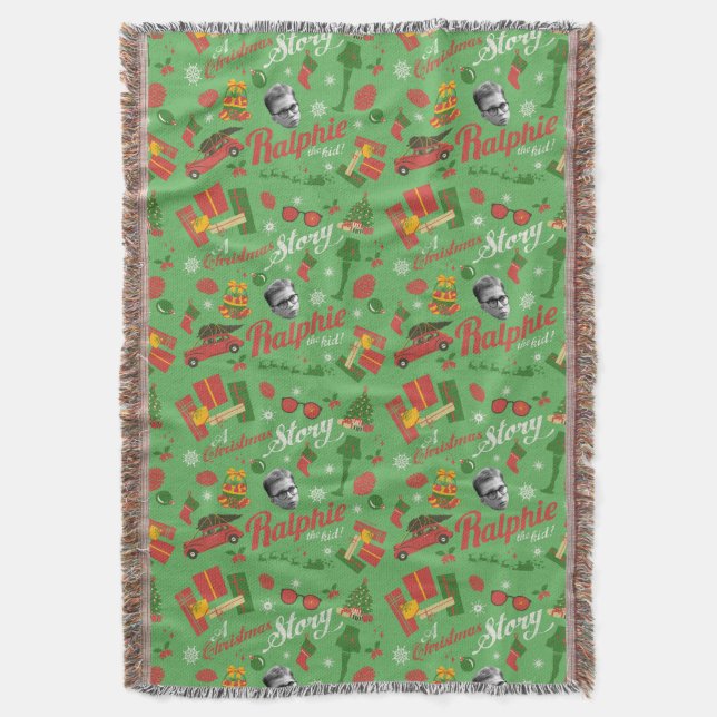 A Christmas Story Green Icon Pattern Throw Blanket (Front Vertical)