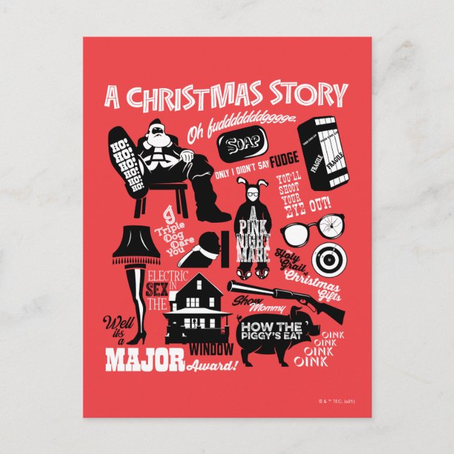 A Christmas Story Icons Graphic Holiday Postcard (Front)