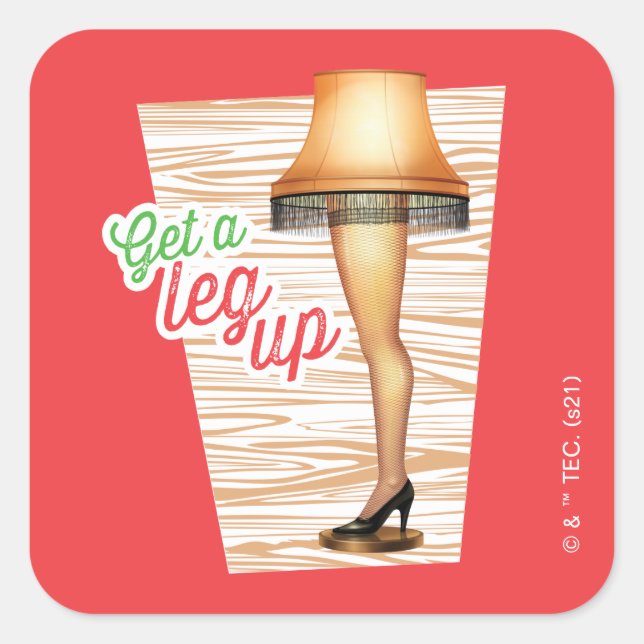 A Christmas Story Lamp | Get a Leg Up Square Sticker (Front)