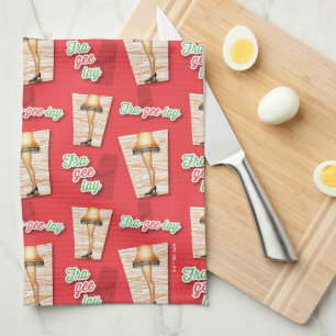 A Christmas Story Leg Lamp Pattern Tea Towel