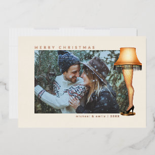 A Christmas Story Leg Lamp   Photo  Foil Holiday Card