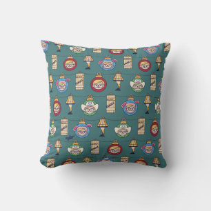 A Christmas Story Ralphie and Ornaments Pattern Cushion