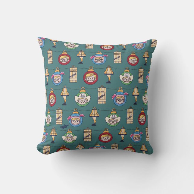 A Christmas Story | Ralphie and Ornaments Pattern Cushion (Front)
