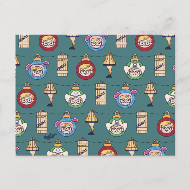 A Christmas Story | Ralphie and Ornaments Pattern Postcard (Front)