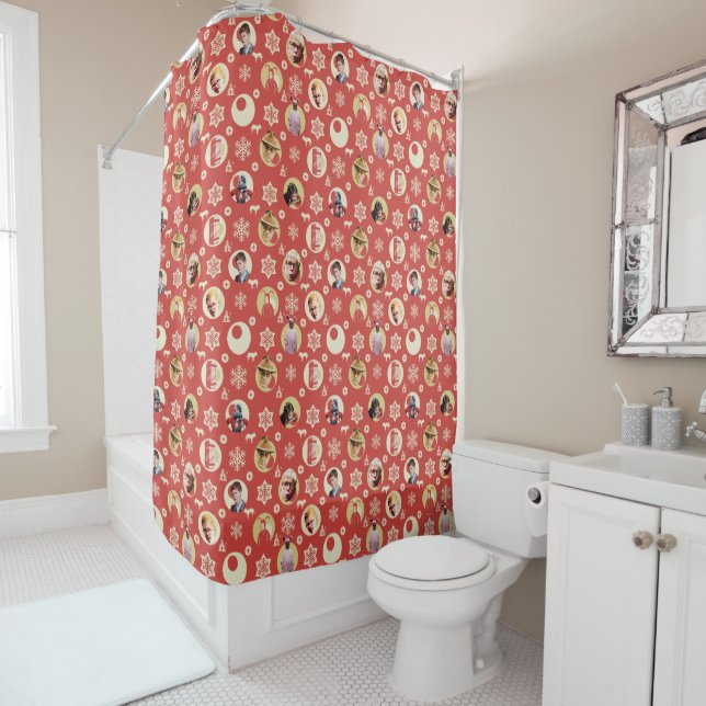 A Christmas Story Retro Snowflake Pattern Shower Curtain (In Situ)