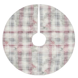 A Christmas Tartan Floral Design Series #13 Brushed Polyester Tree Skirt