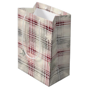 A Christmas Tartan Floral Design Series #13 Medium Gift Bag
