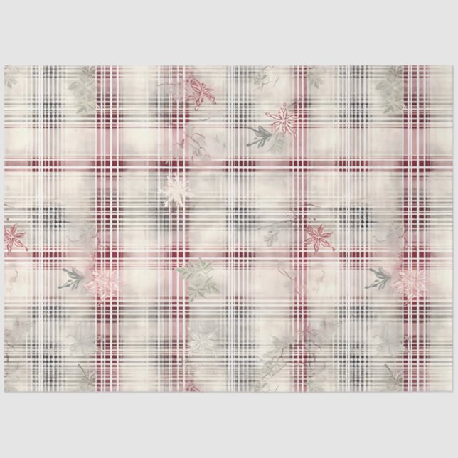 A Christmas Tartan Floral Design Series #13 Tissue Paper (Front)