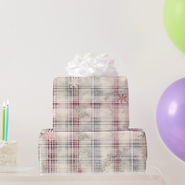 A Christmas Tartan Floral Design Series #13 Wrapping Paper (Party Gifts)