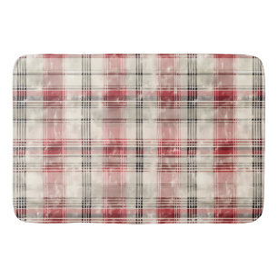 A Christmas Tartan Floral Design Series #15 Bath Mat