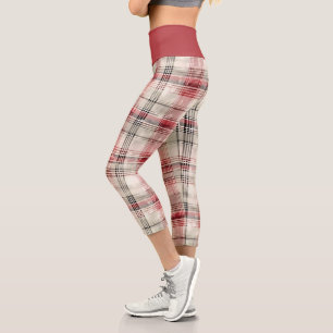A Christmas Tartan Floral Design Series #15 Capri Leggings