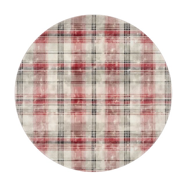 A Christmas Tartan Floral Design Series #15 Cutting Board (Front)