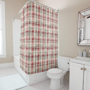 A Christmas Tartan Floral Design Series #15 Shower Curtain