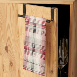 A Christmas Tartan Floral Design Series #15 Tea Towel