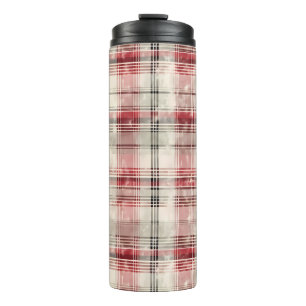 A Christmas Tartan Floral Design Series #15 Thermal Tumbler